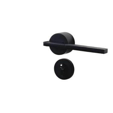 Imagem de XUHBEQQD Maçaneta interna maçaneta de porta de madeira fechadura dividida silenciosa (preto mudo)