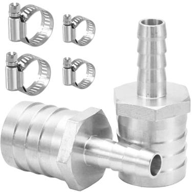 Imagem de Sctihwelire Adaptador de encaixe de farpa de mangueira redutora de latão cromado, 1 (25 mm) a 3/8 (10 mm) redutor de emenda com braçadeiras de aço inoxidável, kit de reparo de mangueira de ar para