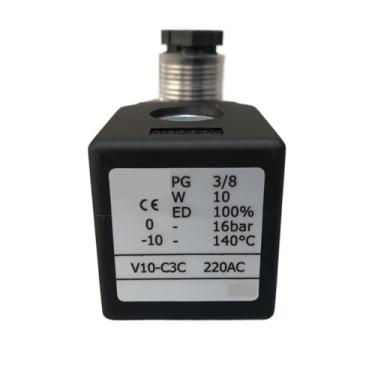 Imagem de Válvula solenoide granulador extrusora bobina PG3/8 V10- C3C furo interno 13 mm altura 38,5 mm (AC220V)