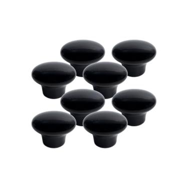 Imagem de 8 Puxadores em Cerâmica Liso Luxo Porcelana Armário 38mm (Preto - MPPON104)