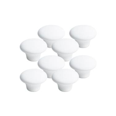 Imagem de 8 Puxadores em Cerâmica Liso Luxo Porcelana Armário 38mm (Branco - MPPON106)