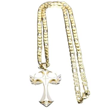 Imagem de Colar masculino com pingente de cruz cristã multicamadas 2025, hip hop, aço inoxidável, dourado, crucifixo, decoração masculina, joias comemorativas com você, acessórios modernos para presente