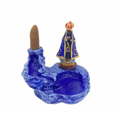 Imagem de Incensário Cascata Aparecida Azul 10 Cm Em Resina - Lua Mística - 100%
