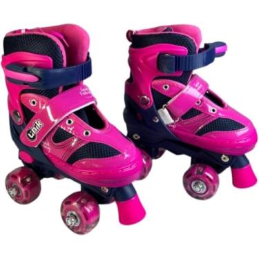 Imagem de Patins Infantil 4 Rodas com LED 35-38 - Rosa
