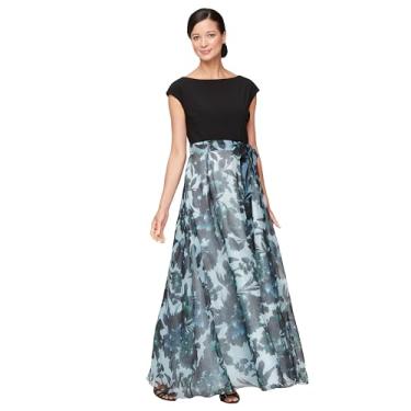 Imagem de S.L. Fashions Vestido feminino longo sem mangas com estampa floral, vestido de convidada de casamento com cinto (tamanho pequeno e regular), Preto Multi, 48