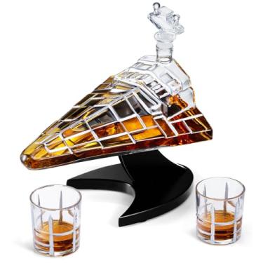 Imagem de Conjunto de decantador, copos e porta-copos Dark Nova Interceptor para homens, 500 ml, Starfighter, navio, uísque, ficção científica, presente de bar estilo Star Wars, presente de aniversário, homens