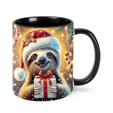 Imagem de Yrebyou Caneca de café preguiça 325 ml xícara de chá de cerâmica para mulheres homens presentes de aniversário Natal escritório casa microondas novidade engraçada