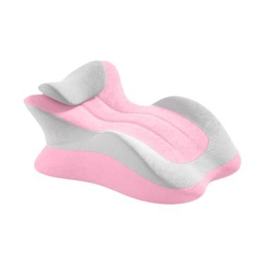 Imagem de IEUDNS Almofada de cunha para cama, travesseiro leve e simples para dormir de costas, assistir filmes, dormitório, Cinza Rosa