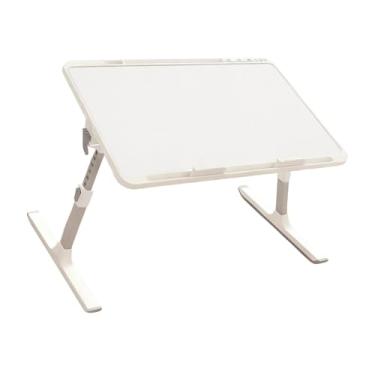 Imagem de SiaBiced Mesa de bandeja para laptop com altura e ângulo ajustáveis, mesa portátil para cadeira, Branco