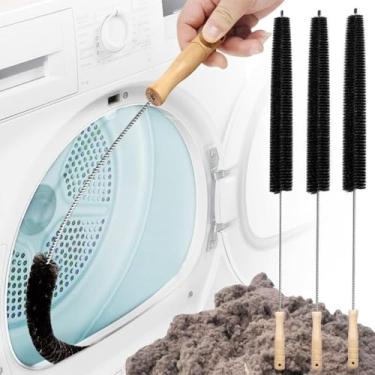 Imagem de Pacote com 3 kit de limpeza de ventilação para secador, escova de fiapos para secadora de roupas, escova de vácuo flexível longa