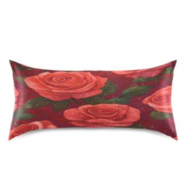 Imagem de ATTX Fronha de almofada de rosas com fecho de envelope para cabelo e pele, macia, respirável, suave, ambos os lados, capa de almofada de seda refrescante (King 50 cm × 101 cm, 1 peça) #280