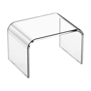 Imagem de Llazsybz Banqueta de Acrílico, Banquinho Pequeno, Pufe Antiderrapante para Uso Doméstico, Banco de Chuveiro para Cabeceira, Sala de Estar, Banheiro, Transparente