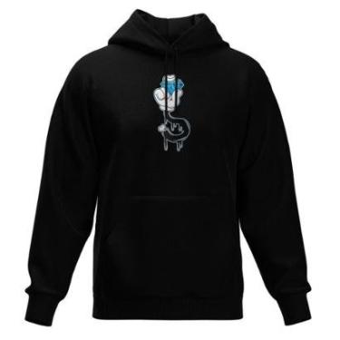Imagem de Moletom Fechado Com Capuz Blusa de Frio Preta Estampas Variadas-Masculino