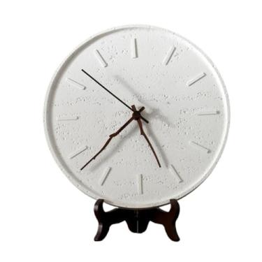 Imagem de Relógio de parede Relógio de parede retrô minimalista, silencioso, com mecanismo pedra tipo caverna e alimentado por bateria para decoração de casa(Branco)