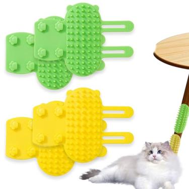 Imagem de hinbkenla 4 unidades de cuidados pessoais para gatos, almofadas de silicone para gatos, arranhadores de rosto de gato, autotratador para gatos internos, arranhadores macios para gatos domésticos