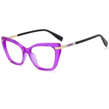 Imagem de Óculos de grau retrô estilo gatinho leopardo feminino (roxo)