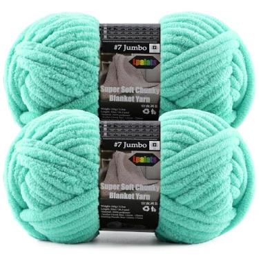 Imagem de Fio de chenille grosso para crochê e tricô – pacote com 2 fios jumbo super macios – 20 cores vibrantes – 200 g no total, 76,4 jardas – Ideal para cobertores de bebê, amigurumi e artesanato (Aqua, 2