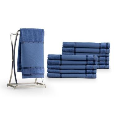 Imagem de Kit 6 Pçs Toalha de Lavabo Bellarte Social Azul - cs com amor