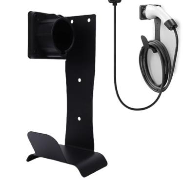 Imagem de Asixxsix Suporte de parede para carregador de veículos elétricos, organizador de cabos para conector J1772 com gancho em formato de U, para veículos elétricos em aço inoxidável.