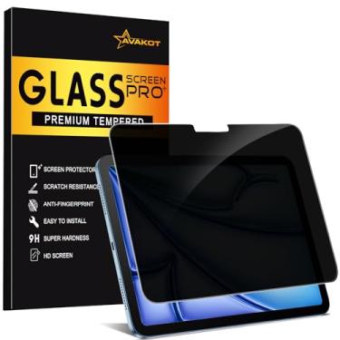 Imagem de avakot Película de privacidade para iPad Air 11 M3/M2 2025/2024, película de vidro temperado antiespionagem para iPad Air 11 polegadas, compatível com ID facial e Apple Pencil, transparente HD