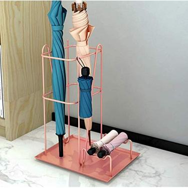 Imagem de YYBOES Suporte de guarda-chuva rack de metal guarda-chuva rack armazenamento ferro forjado guarda-chuva balde casa suporte guarda-chuva rack armazenamento rack guarda-chuva tubo/rosa