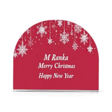 Imagem de Wassud Porta-guardanapos de acrílico de saudação de Natal, dispensador de guardanapo de papel moderno para cozinha, sala de jantar, decoração de mesa de bancada 1 peça (comporta 50-60 guardanapos)