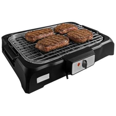 Imagem de Churrasqueira Elétrica 110V 1800W - 8 Níveis de Temperatura, Portátil de Mesa, Sem Fumaça e Leve, Ideal para Churrascos e Grelhados em Pequenos Espaço