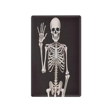 Imagem de Wassud Placa de cobertura de interruptor de luz Hello Skeletons, capa de tomada de interruptor único, placa de parede, decoração de casa, sala de estar, quarto, decoração