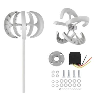 Imagem de Gerador De Lanterna Tipo Turbina Eólica De Eixo Vertical Branco De 100W/200W/300W/400W, Gerador De Baixa Velocidade De 12V/24V Com Controlador, 5 Pás, De Baixo Ruído(400W,12V)