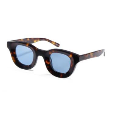 Imagem de JRLLFD Óculos de sol vintage artesanais de acetato, masculino, UV400, feminino, armação redonda, masculino (azul demi)