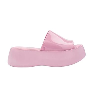 Imagem de Melissa Sand lia feminina Becky plataforma Sand lia plataforma grossa acolchoada e confort vel com parte superior de geleia e design de bico aberto, vegano, Rosa/rosa, 10