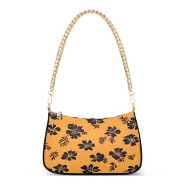 Imagem de CEBUGI Bolsas transversais femininas bolsa de ombro flores pretas bolsa clutch elegante com alça de corrente