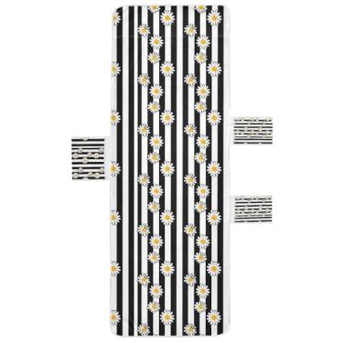 Imagem de STAYTOP Linda capa de toalha de cadeira de salão de margaridas brancas, capa de espreguiçadeira macia, capas de cadeira de praia com bolsos para jardim ao ar livre, pátio, pátio, banhos de sol