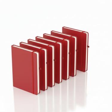 Imagem de Caderno de anotações com elástico no tamanho A5, suporte para caneta, capa dura em material sintético, miolo 80 folhas pautadas na cor bege. Caderno A5 Capa em PU (21x14,5) (10, Vinho)