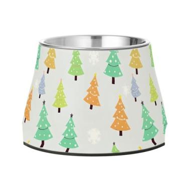 Imagem de Burbuja Tigela de árvore de Natal para cães de aço inoxidável para comida e água, antiderrapante para cães médios e gatos, 590 ml