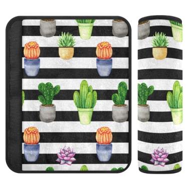 Imagem de Burbuja Capa para cinto de segurança de carro Cacti Succulents Protetor de cinto de segurança de carro macio confortável para alça de ombro de assento, 1 par médio