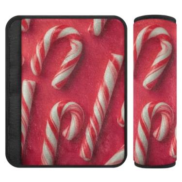 Imagem de Burbuja Capa para cinto de segurança de carro Candy Cane protetor de cinto de segurança macio confortável para alça de ombro de assento de carro, 1 par pequeno