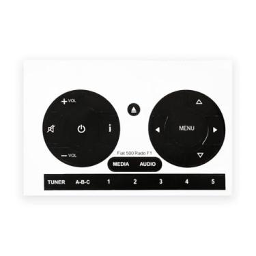 Imagem de KH866 Adesivos de substituição de botões de unidade de rádio para acessórios Fiat 500 Rado F1 interior estéreo conserte seus botões de rádio desgastados, descascados e descamados com esses decalques