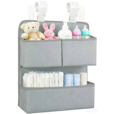 Imagem de KIKJOK Organizador de fraldas para pendurar para trocador, empilhador de fraldas e organizador de berçário, organizador de fraldas para pendurar itens essenciais para bebês