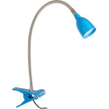 Imagem de Newhouse Lighting Luminária de LED com clipe/lâmpada de fixação/luz de livro de leitura para mesa, cama, escritório e dormitório, azul (NHCLP-LED-BLU)