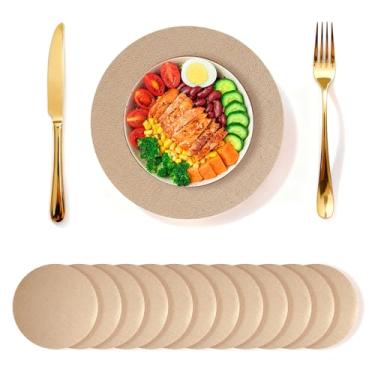 Imagem de 100 peças de jogo americano de serapilheira 29 cm redondos reutilizáveis tapetes de mesa de fibras de juta naturais, decorações de mesa boho rústica para jantar, decoração de casamento, férias