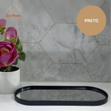Imagem de Bandeja Decorativa Espelhada Luxo Oval Dourada Champanhe Preta Porta J
