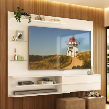 Imagem de Painel Para Tv Até 65 Polegadas 1 Porta E Prateleiras Multimóveis MP1064 Branco