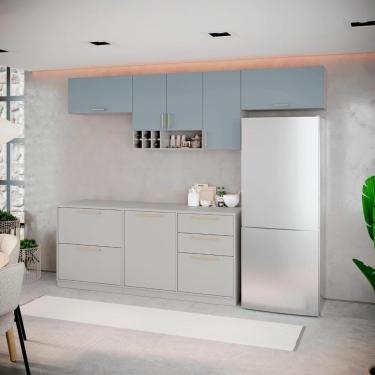 Imagem de Cozinha Completa Itatiaia Essence 280cm Com Nicho Em Madeira Fendi-gris