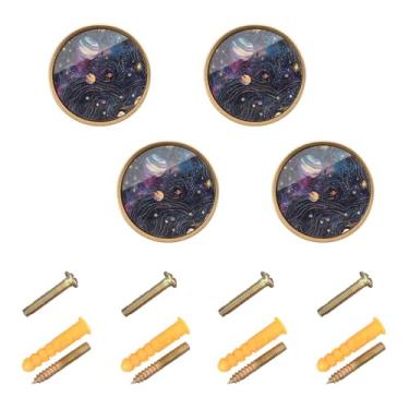 Imagem de ODAWA Galaxy Space Purple Pacote com 4 puxadores rústicos de gaveta de cômoda com parafuso, ferragens de móveis para armário de cozinha