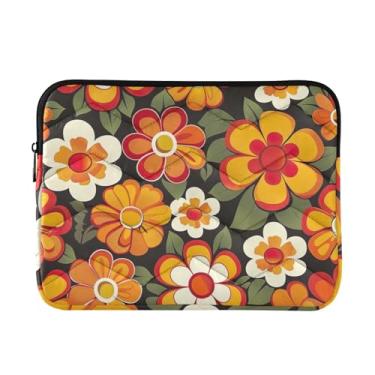 Imagem de Capas de computador para laptops durável bolsa de transporte de computador retrô flor laranja à prova de choque capa protetora para notebook