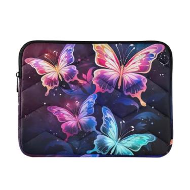 Imagem de Capas para laptop borboletas néon à prova de choque capa protetora para notebook tablet pasta bolsa de transporte, 15-15,6 polegadas