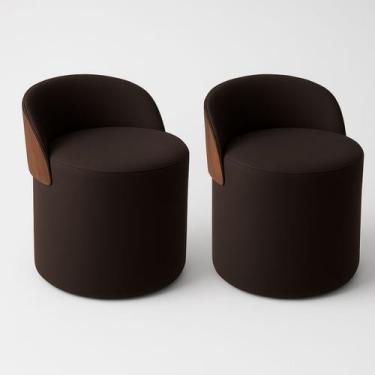 Imagem de Kit 2 Puff Redondo Curvo Orgânico Com Encosto Confortável Resistente C