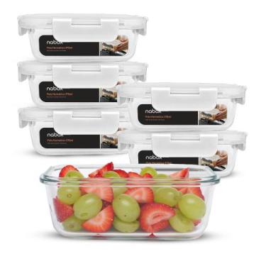 Imagem de Conjunto 6 Potes Vidro Hermético 370ml Travas Fortes Premium - U4HOME,