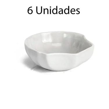 Imagem de Kit Com 6 Mini Tigelas Concha De Porcelana Branca 100 Ml